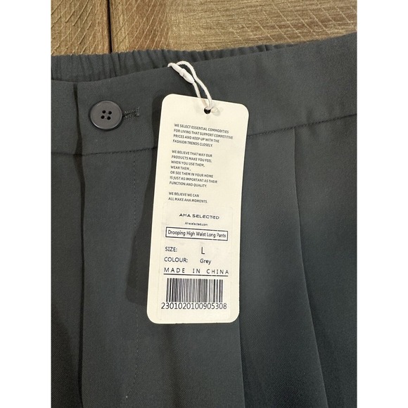 NWT AHA Selected Drooping High Waist Long Dress Pants Women’s Size Large Gray - Picture 5 of 16